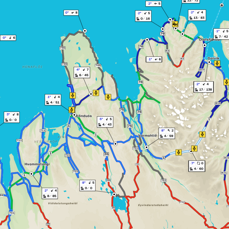 Umferðarkort Vegagerðarinnar frá því um kl. hálf níu í morgun. SKJÁSKOT