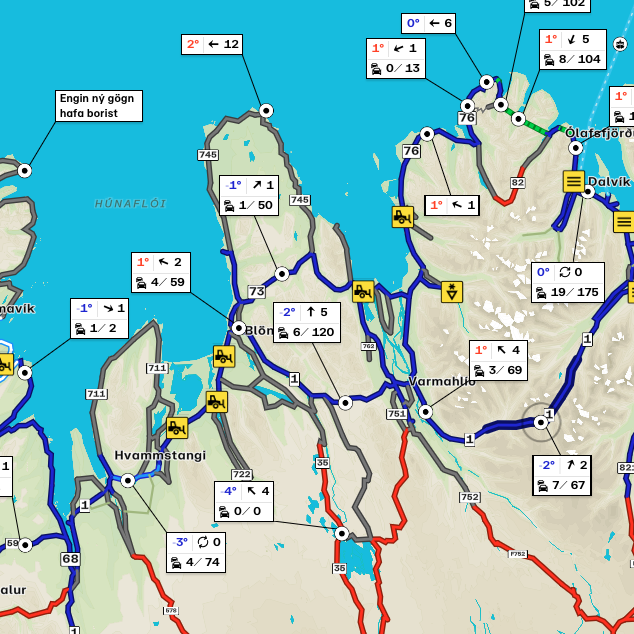Umferðarkort Vegagerðarinnar frá því kl. 8:55 í morgun. SKJÁSKOT