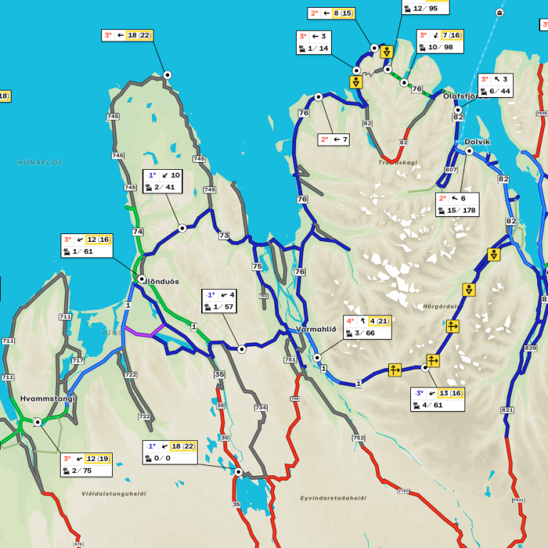 Umferðarkort Vegagerðarinnar frá því skömmu fyrir níu í morgun. SKJÁSKOT