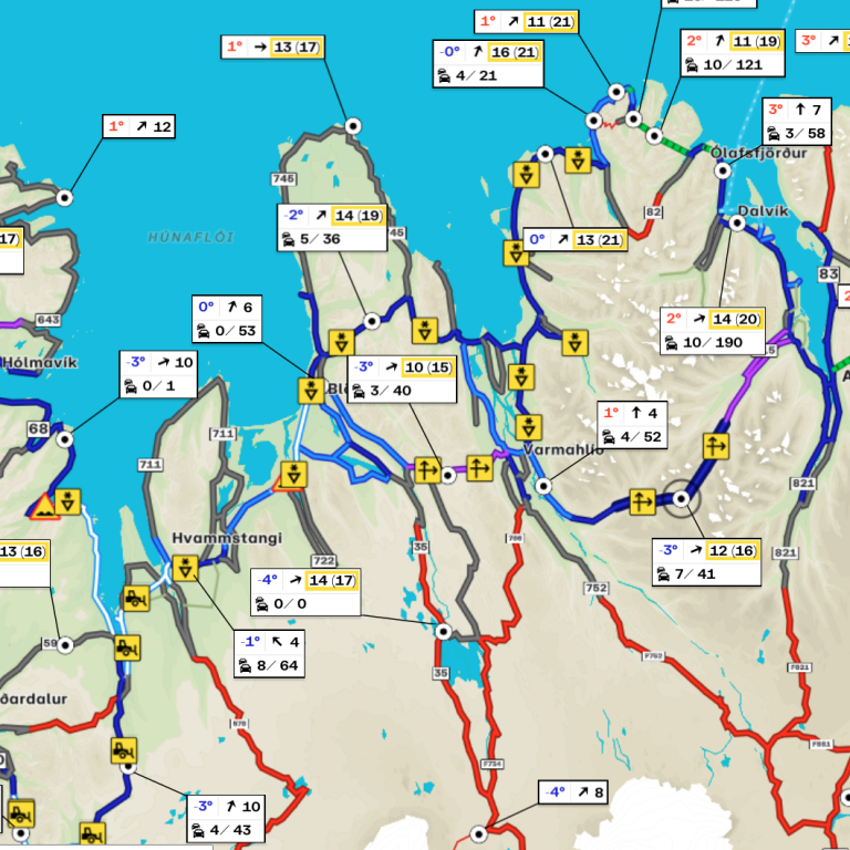 Umferðarkort Vegagerðarinnar frá því kl. 8:48 í morgun. SKJÁSKOT