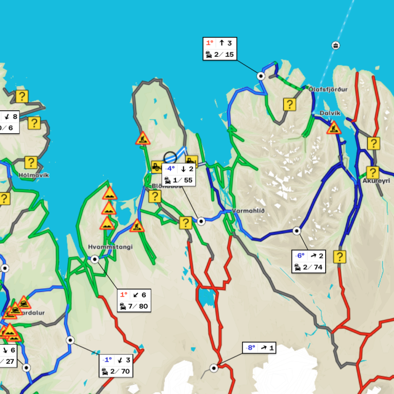 Umferðarkort Vegagerðarinnar frá því um kl. 8:30 í morgun. SKJÁSKOT
