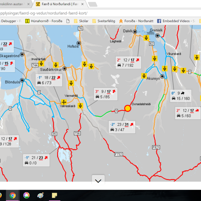Vefur Vegagerðarinnar, vegagerdin.is, kl. 9:50.