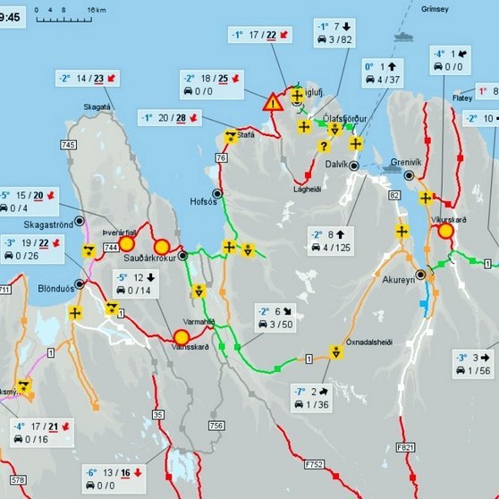 Skjáskot af vef Vegagerðarinnar kl. 9:45 í dag.