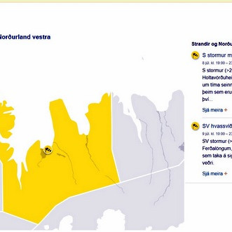 Skjáskot af vef Veðurstofunnar.