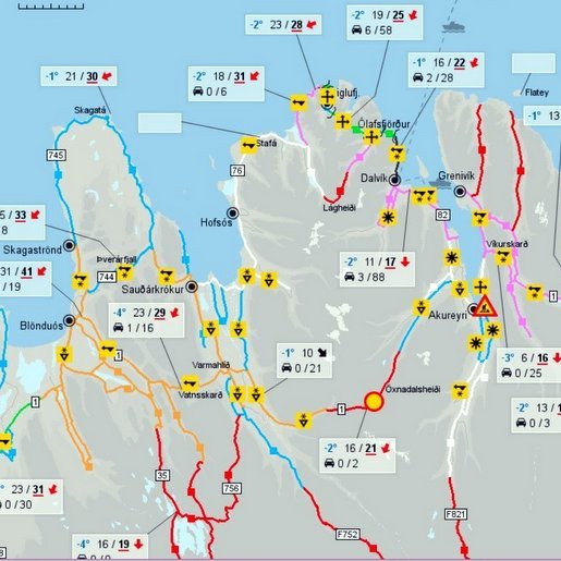 Skjáskot af vef Vegagerðarinnar kl. 9:25 í dag.