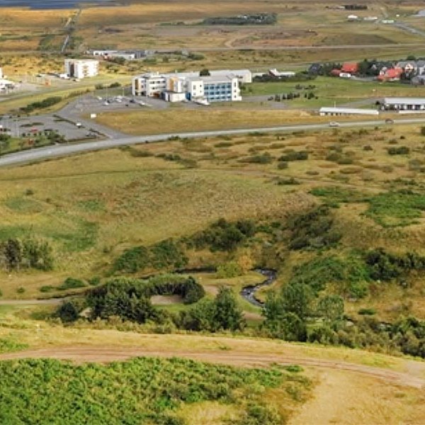 Hér sér yfir hluta þess svæðis sem áætlað hefur verið undir tjaldsvæði á Sauðárkróki. SKJÁSKOT ÚR KYNNINGARMYNDBANDI
