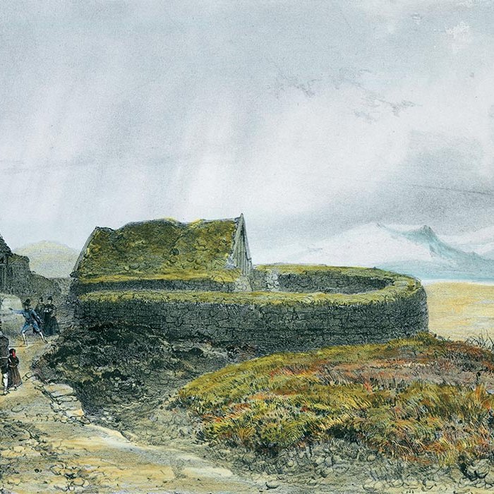 Þessi teikning Auguste Mayer af Mælifellskirkju frá árinu 1835 prýðir kápu Skagfirðingabókar. Hún tengist skrifum Ólafs Hallgrímssonar á Mælifelli um sr. Jón Sveinsson á Mælifelli og dagbækur hans.
