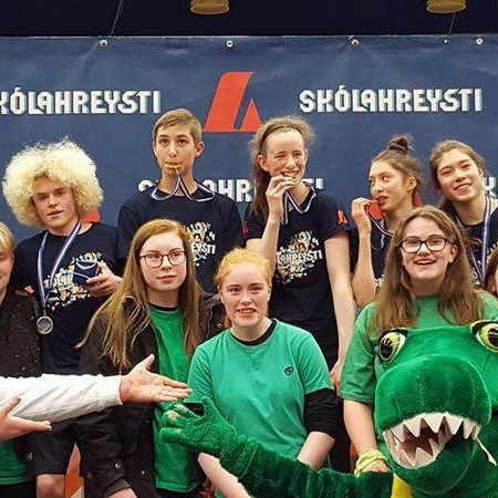 Liðsmenn Grunnskóla Húnaþings vestra sigruðu Vesturlandsriðilinn í Skólahreysti. Mynd af FB skólans.