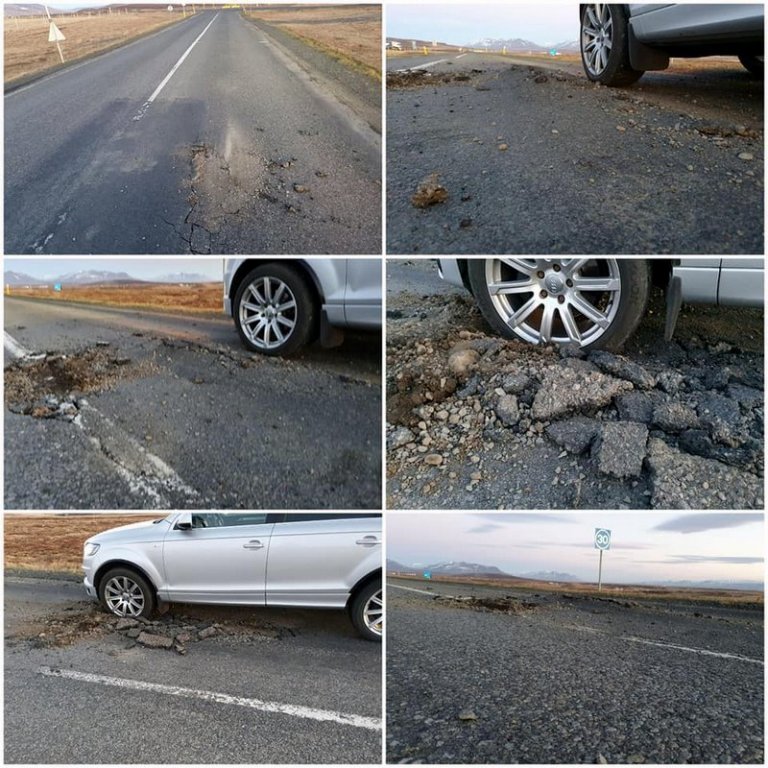 Mynd sem birtist með færslu Guðmundar Hauks Jakobssonar á veginum um Refasveit í Austur Húnavatnssýslu í síðustu viku. Glöggt sést að vegurinn er mjög illa farinn og getur reynst vegfarendum hættulegur.