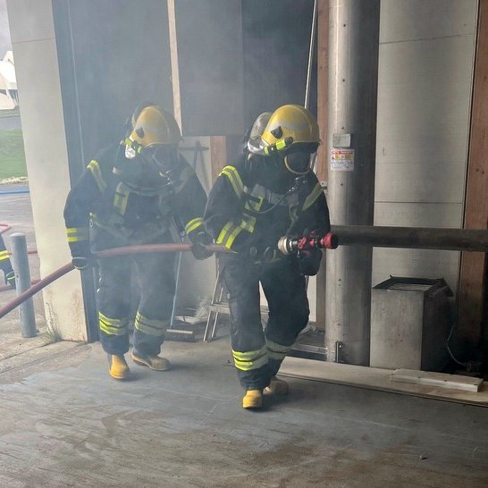 Frá æfingu Slökkviliðs Skagastrandar. Mynd af Facebooksíðu.