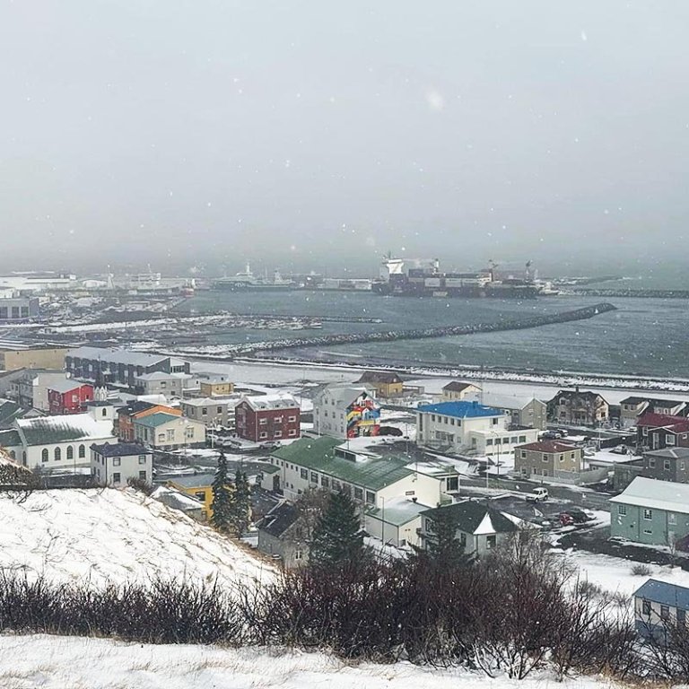 Það var pínu kuldalegt á Króknum í morgun. MYND: GG