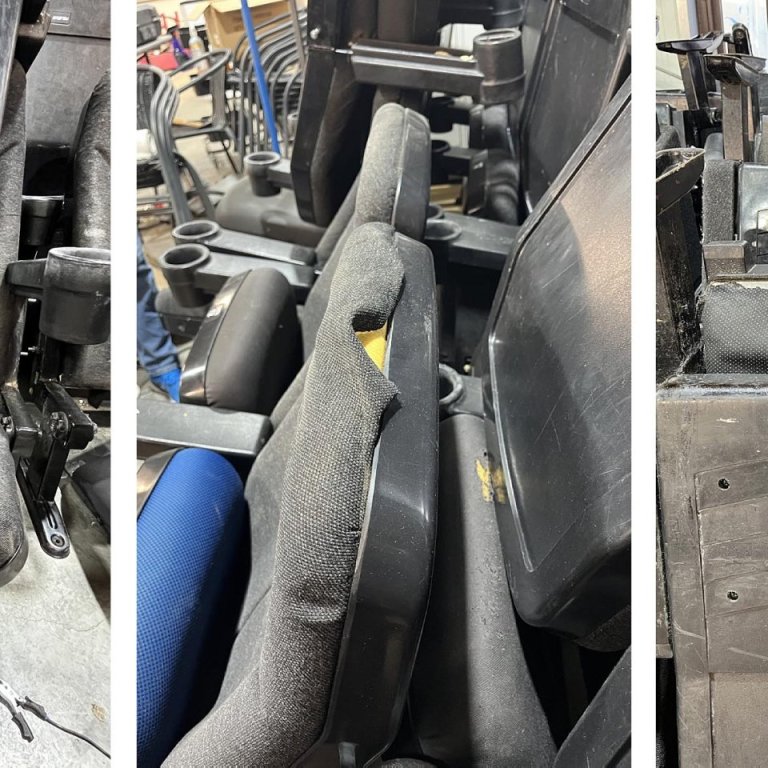 Hér má sjá í hvaða ástandi stólarnir voru – svo má að sjálfsögðu deila um hvort ákvörðun sveitarfélagsins hafi verið rétt. MYNDIR AÐSENDAR