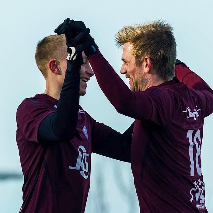 Stólar fagna marki. MYND: SIGURÐUR INGI PÁLSSON