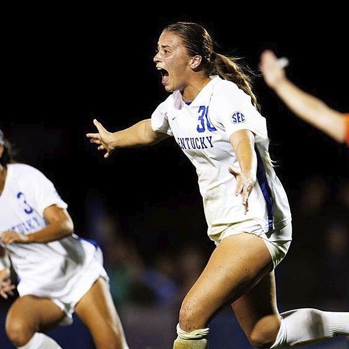 Jordyn Rhodes fagnar marki. MYND AF INSTAGRAM