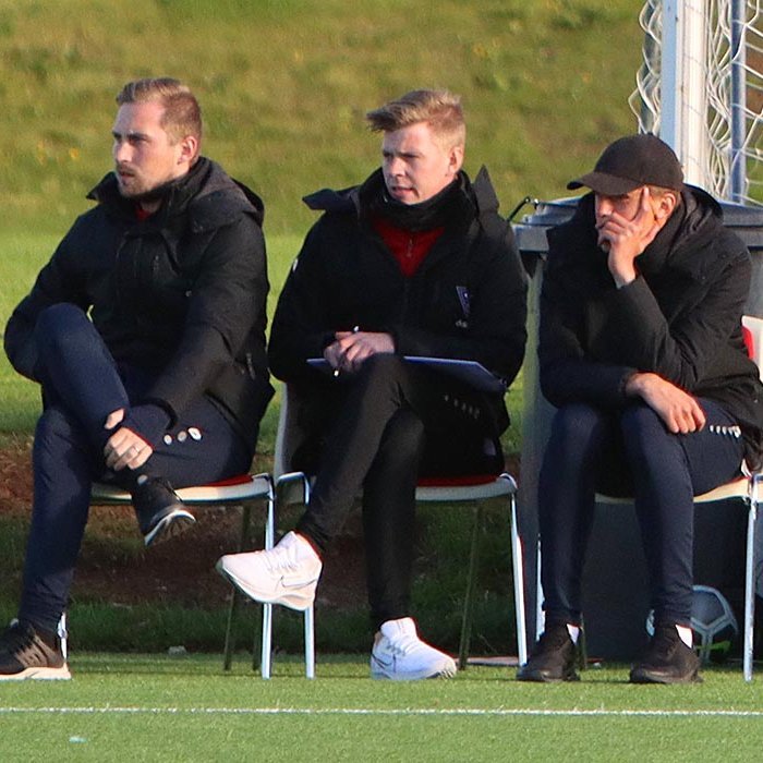 Þjálfararnir Guðni Þór og Óskar Smári ásamt Konna aðstoðarþjálfara. MYND: ÓAB
