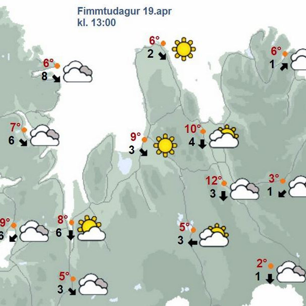 Það ætti að vera ágætis veður í dag á Norðurlandi vestra. Skjáskot af vedur.is.