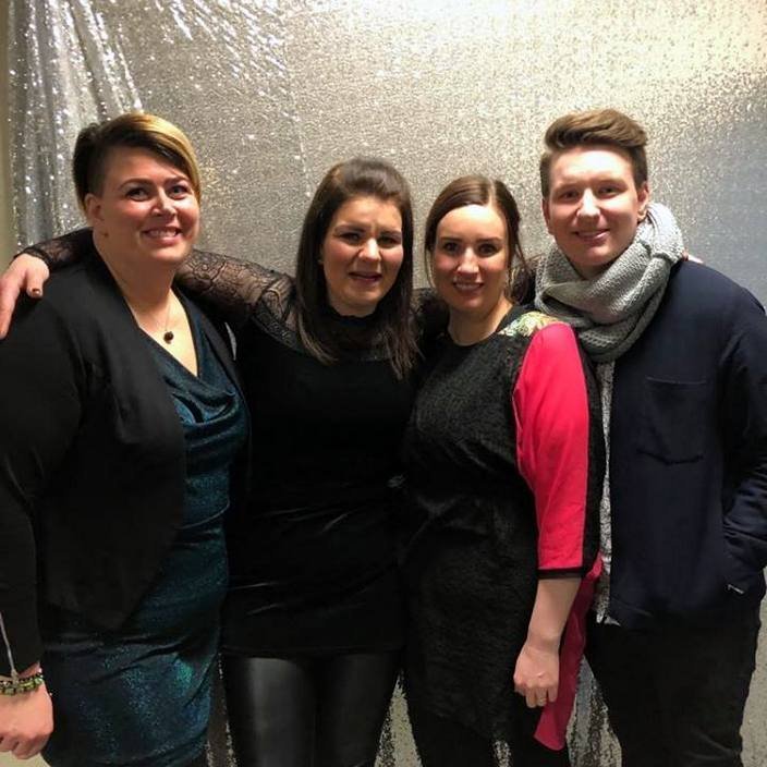 F.v. María Dröfn Guðnadóttir 2. sæti, Guðrún Hanna Kristjánsdóttir 95 mætingar á 84 dögum, Erla Hrund Þórarinsdóttir 1. sæti og Hlöðver Þórarinsson 3. sæti. Aðsend mynd.