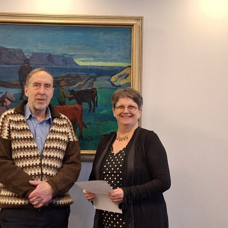 Bjarni Maronsson og Jóhanna Erla við styrkveitinguna.MYND MARGRÉT GRÉTARSDÓTTIR