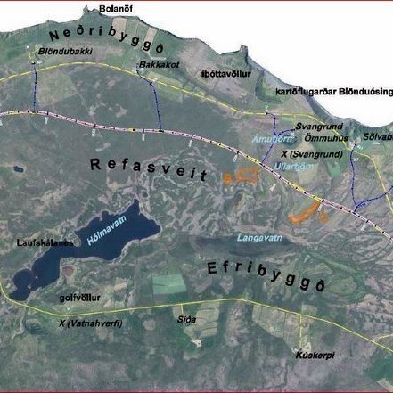 Yfirlitskort sem sýnir fyrirhugaðar breytingar. Mynd:blonduos.is