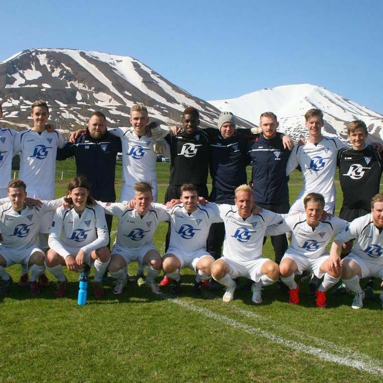 Lið Tindastóls á Dalvíkurvelli.  MYND: ÓBS