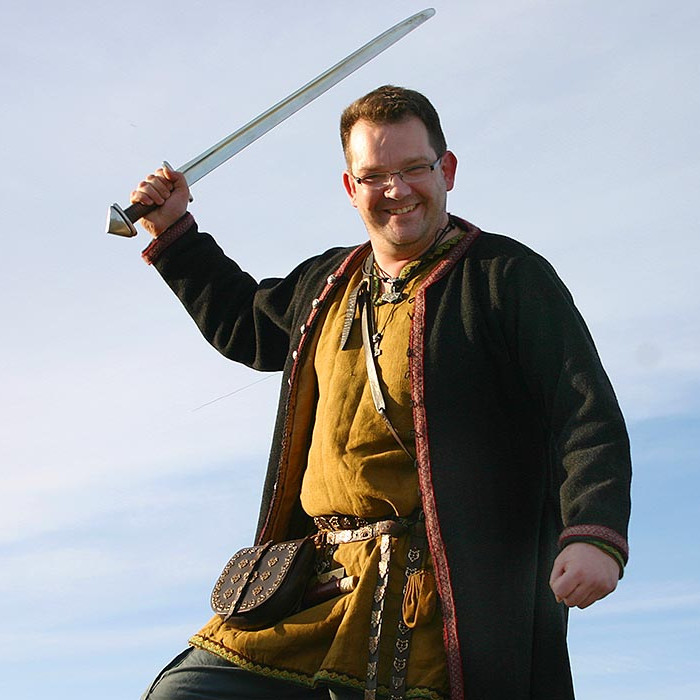 Jón Daníel æfir fyrir Víkingahátíð á Króknum.