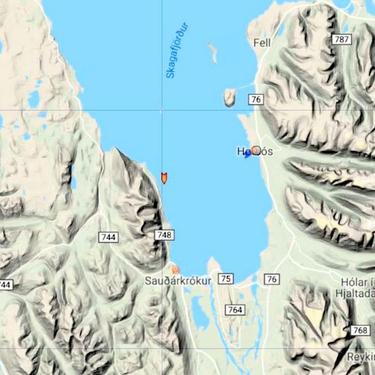Báturinn sökk undan Reykjardiski á Reykjaströnd. Mynd: Skjáskot af MarineTraffic.com.