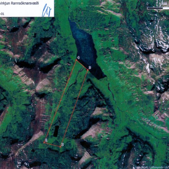Loftmynd af því svæði sem rannsóknir Orkusölunnar fara fram. Mynd: Loftmyndir ehf.