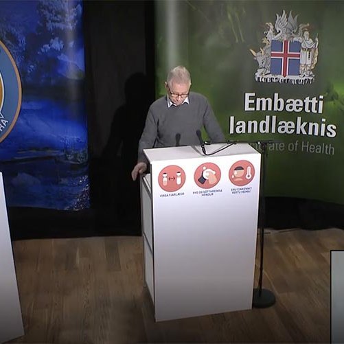 Viðir, Þórólfur og Selma – ekki Alma – á fundinum í morgun. SKJÁSKOT AF RÚV