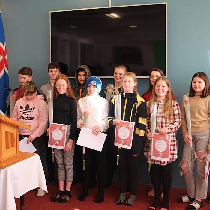 Nemendur Varmahlíðarskóla sem þátt tóku í undankeppninni nú á þriðjudag. MYND: VARMAHLÍÐARSKÓLI