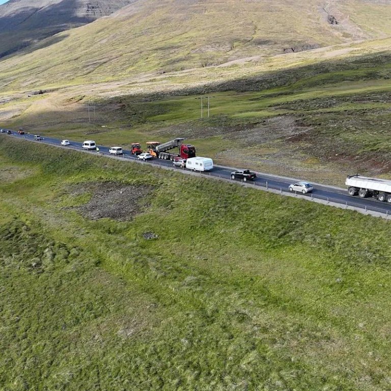 Malbikað á Öxnadalsheiði í lok ágúst. MYND AF VEGAGERDIN.IS