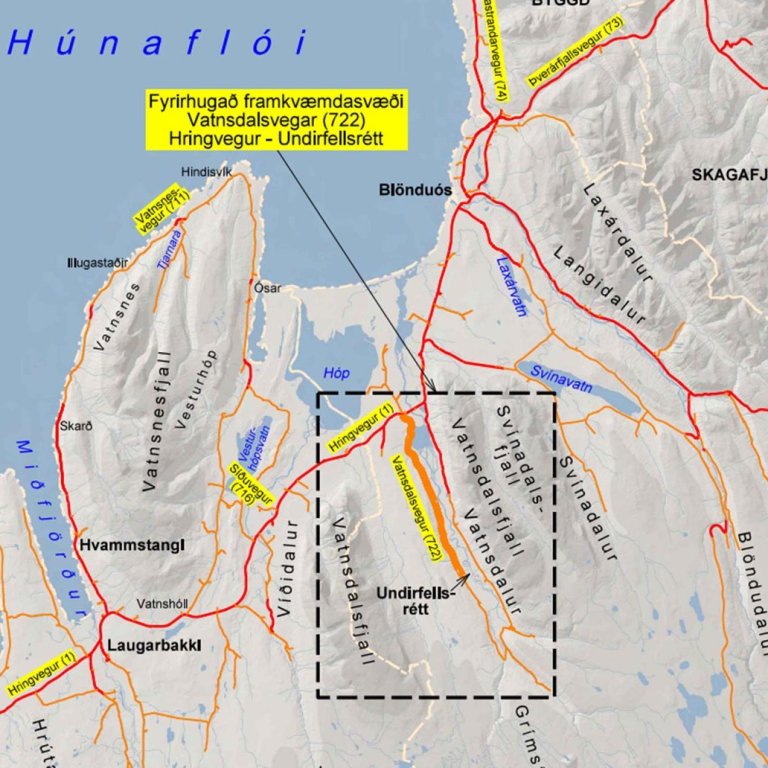 Framkvæmdasvæðið er innan svarta rammans. Mynd: island.is/s/skipulagsstofnun