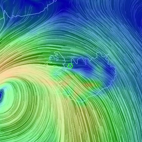 Skjáskot af EarthWindMap