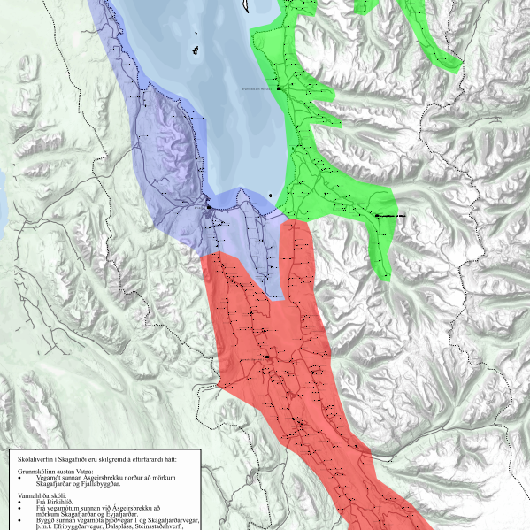 Yfirlit skólahverfa í Skagafirði. MYND SVEITARFÉLAGIÐ SKAGAFJÖRÐUR